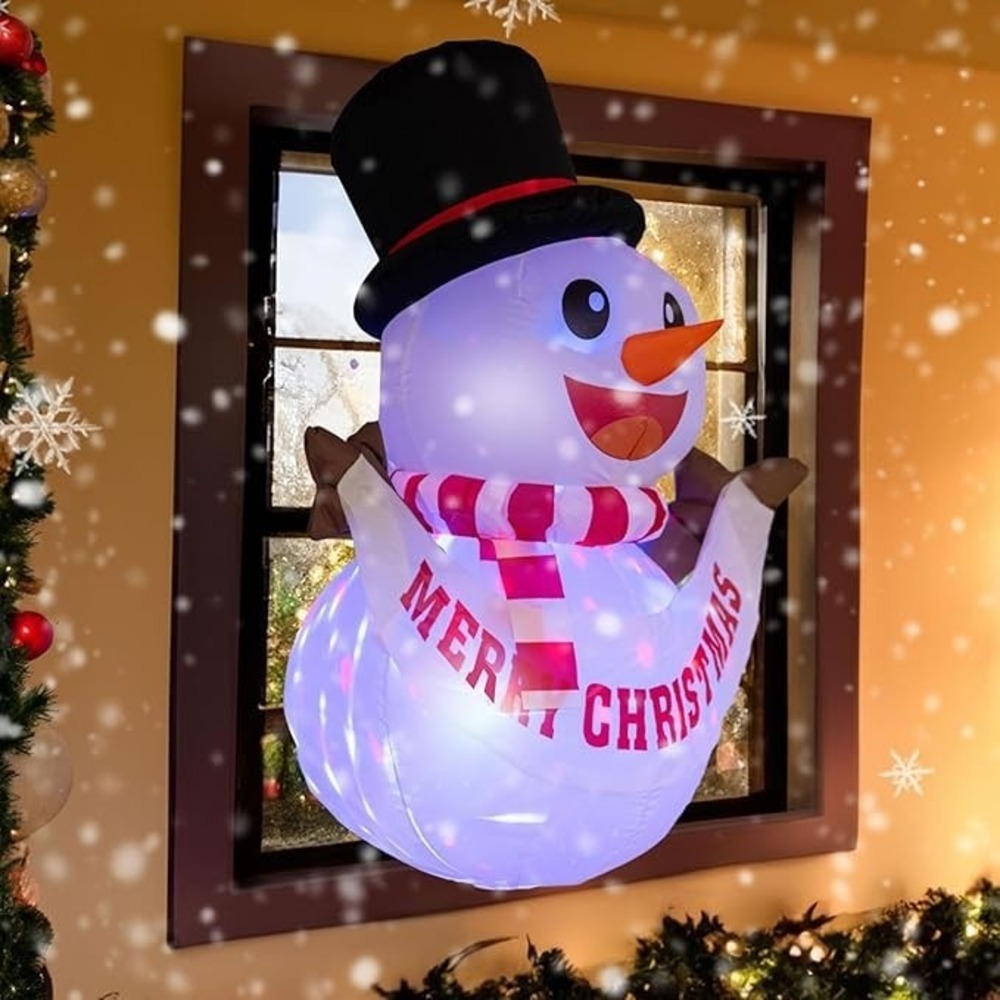 Dazzle Bright Christmas Snowman Inflatable Window Decoration 3.5 Ft NIB